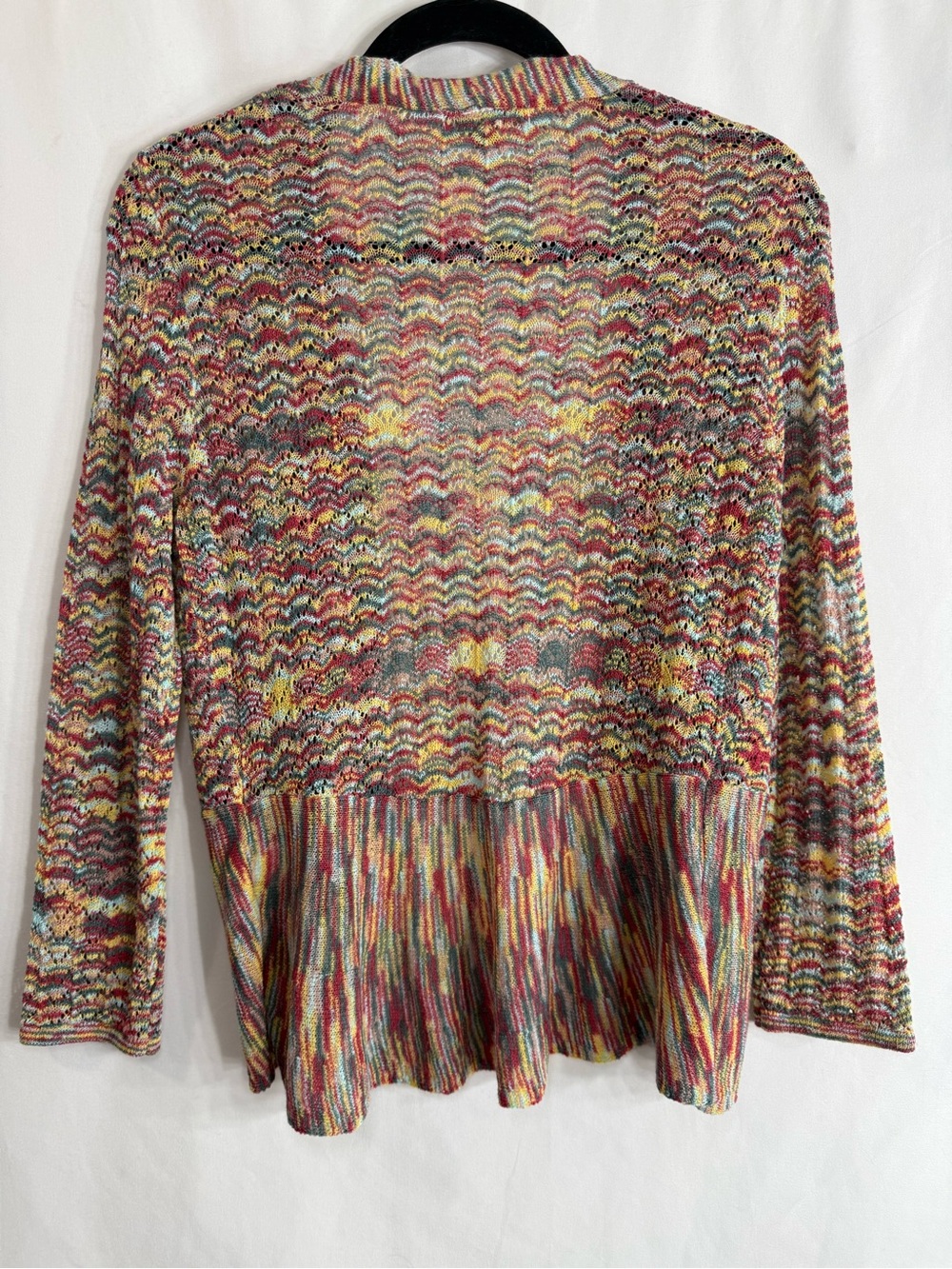 Roz & Ali Multicolor Open Front Knit Sleeve Cardigan, Size Med - Picture 7 of 7